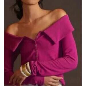 Anthropologie Maeve Button Up Blouse Off the Shoulder Small